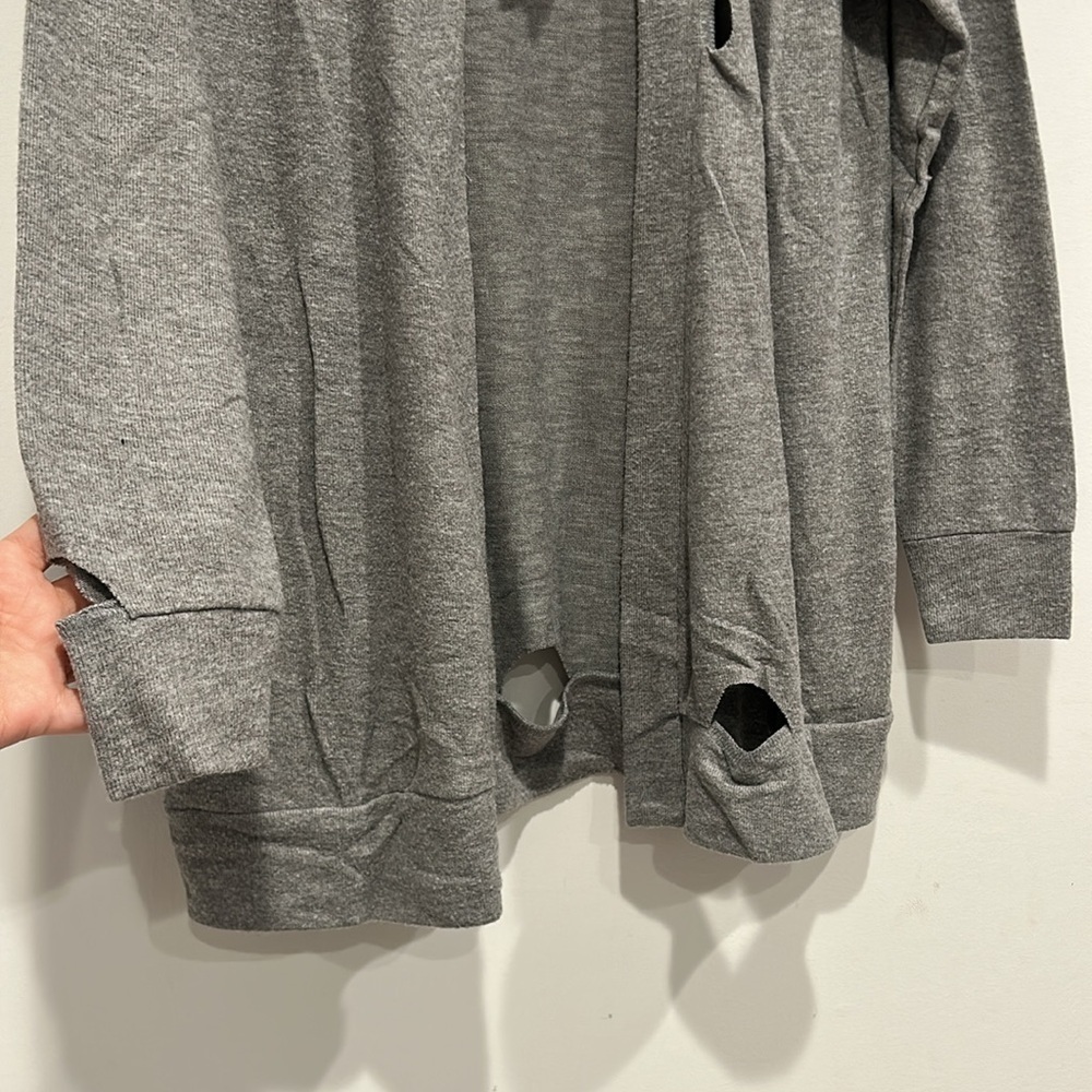 Chaser Current Distressed Gray Open-Front Soft Cotton Cardigan medium new - Picture 5 of 7